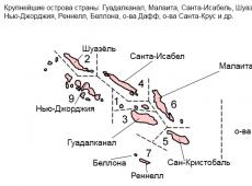 Peta Kepulauan Solomon dalam bahasa Rusia