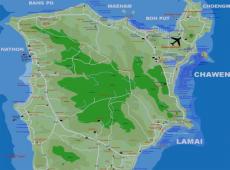 ﻿ Zemljevidi Samuija - Samui na zemljevidu Tajske, znamenitosti, letovišča, parki, hoteli, sosednji otoki - Tajska